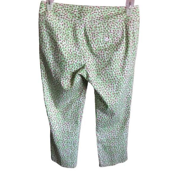 Lilly Pulitzer green pink pixie cropped capri pants  slacks sz 6 - Picture 2 of 7